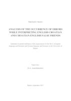 Analysis of the Occurrence of Errors while Interpreting English-Croatian and Croatian-English False Friends