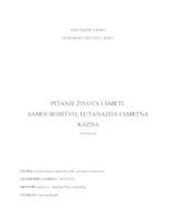 Pitanje života i smrti: samoubojstvo, eutanazija i smrtna kazna