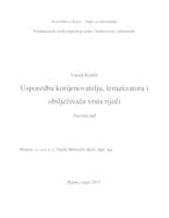 Usporedba korijenovatelja, lematizatora i obilježivača vrsta riječi