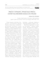 PRIČE O STRAHU, STRAH KAO PRIČA : OSVRT NA ZBORNIK NARACIJE STRAHA; Urednice: Natka Badurina, Una Bauer i Jelena Marković, Zagreb: Leykam International i Institut za etnologiju i folkloristiku, 2019.