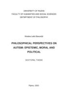 Philosophical perspectives on autism: epistemic, moral and political