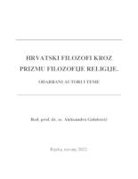 Hrvatski filozofi pod prizmom filozofije religije : odabrani autori i teme