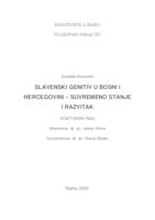 Slavenski genitiv u Bosni i Hercegovini - suvremeno stanje i razvitak