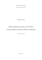 Odnos popularne književnosti i filma: romani Stephena Kinga i filmske adaptacije