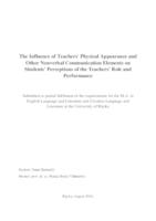 The Influence of Teacher's Physical Appearance and Other Nonverbal Communication Elements on Students' Perceptions of the Teachers' Role and Performance