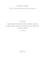 English-Medium Instruction and Student Mobility: Exploring Incoming Student's Satisfaction with International Exchange at the University of Rijeka