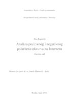 prikaz prve stranice dokumenta Analiza pozitivnog i negativnog polariteta tekstova na Internetu