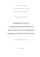prikaz prve stranice dokumenta Formiranje i razvoj profesionalnoga identiteta nastavnika stručno-teorijskih sadržaja u Republici Hrvatskoj