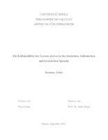 prikaz prve stranice dokumenta Die Kollokabilität des Lexemes decken in der deutschen, italienischen und kroatischen Sprache