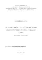 prikaz prve stranice dokumenta La avanguardie letterarie del primo novecento nella cultura Italiana a Fiume