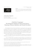 prikaz prve stranice dokumenta (In)distinct Languages: Revisiting the Dualism of Literal and Literary Meaning in Roman Jakobson and Donald Davidson