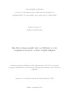 prikaz prve stranice dokumenta The effects of input modality and word difficulty on word recognition accuracy in Croatian - English bilinguals