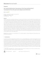 prikaz prve stranice dokumenta Are mental dysfunctions autonomous from brain dysfunctions? A perspective from the personal/subpersonal distinction