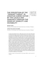 prikaz prve stranice dokumenta The Perception of the “Migrant Threat” in Croatian Gorski Kotar by the Locals and Migrants through the Prism of Visibility and Invisibility